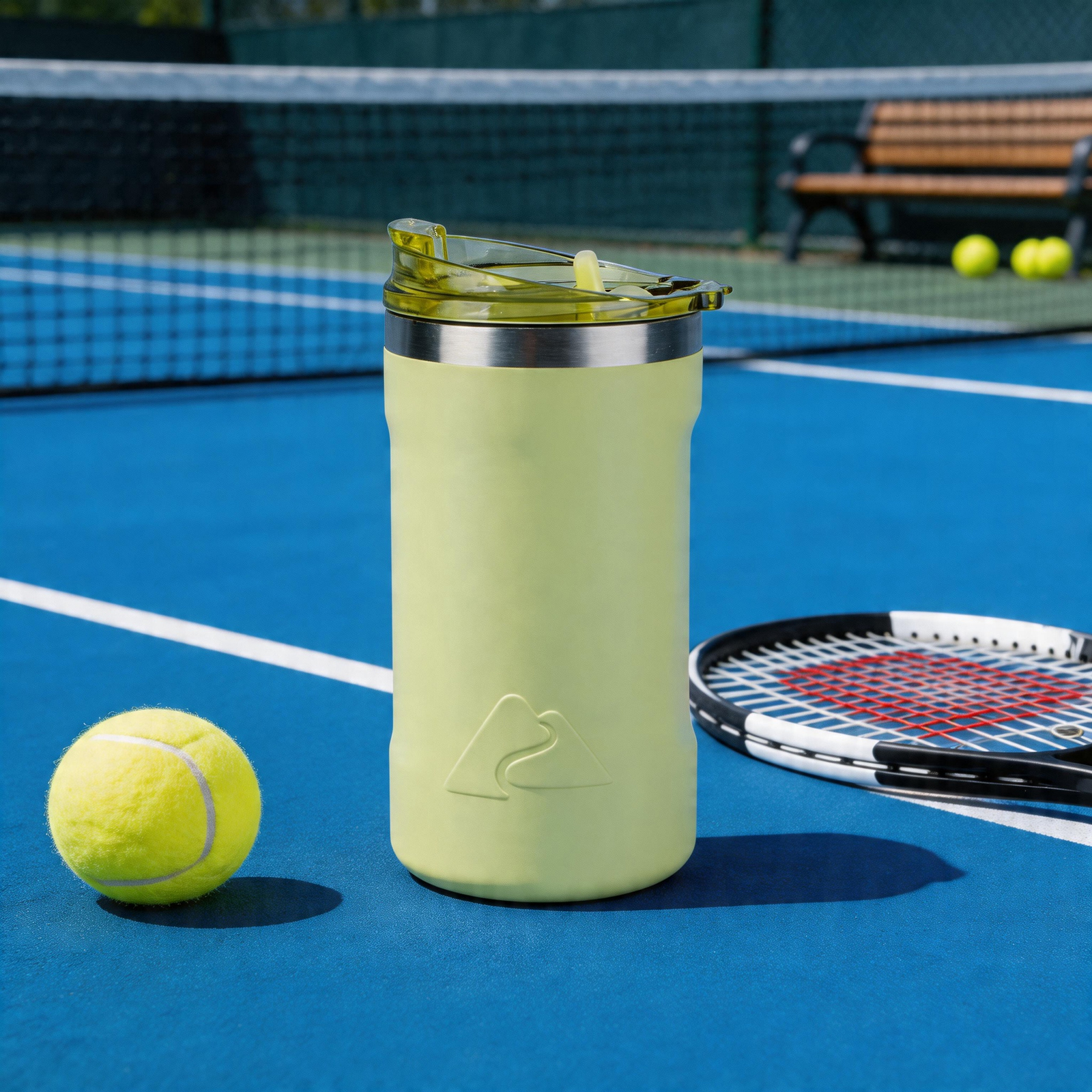 Vaso térmico de acero inoxidable con revestimiento cerámico Ozark Trail de 16 oz con tapa 2 en 1, amarillo 7