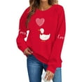 thumbnail image 3 of Guluxicc Womens Long Sleeve Sweatshirts Casual Cute Valentine's Day Graphic Print Pullover Tops, Red, L, 3 of 5