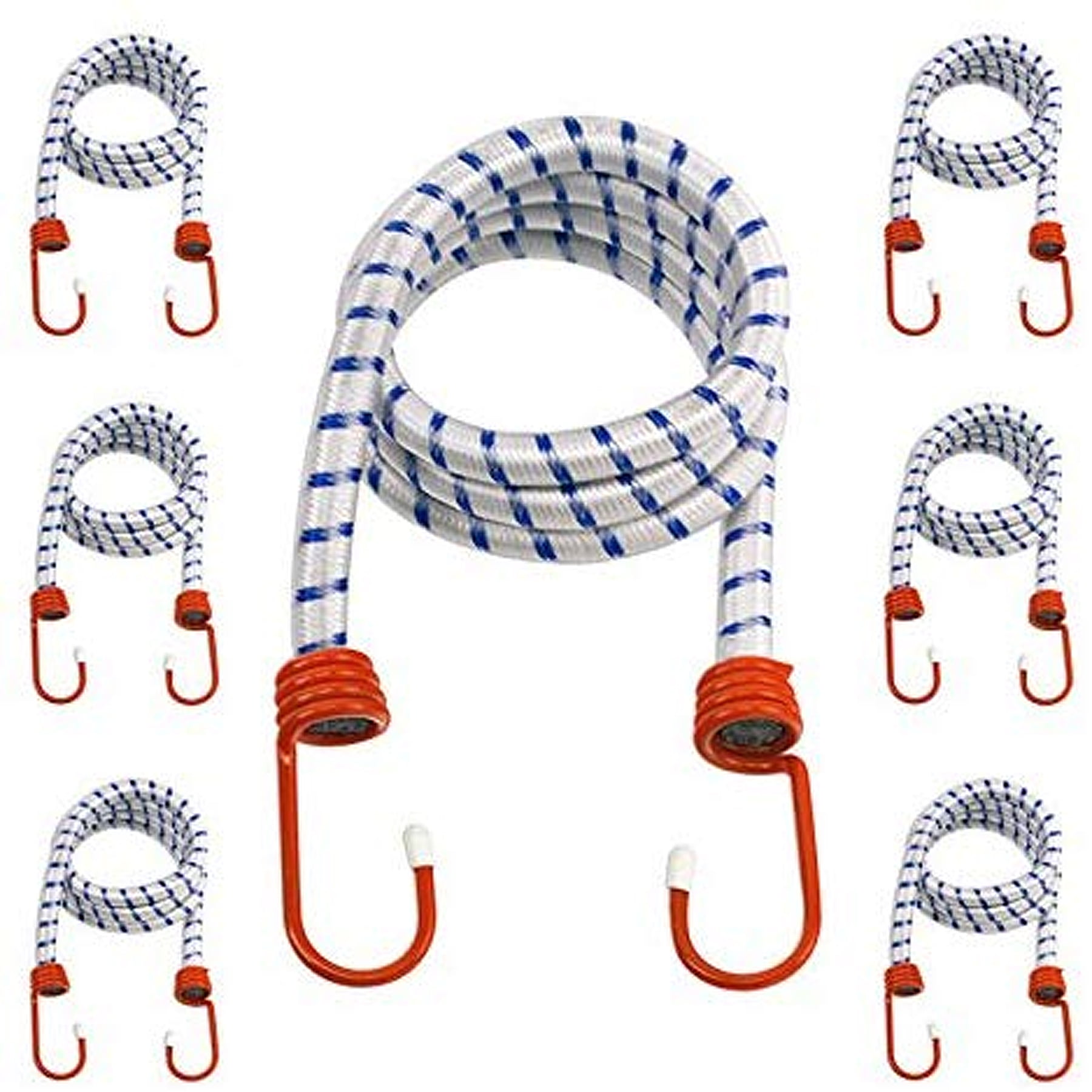 4 x 72" 9mm Bungee Cords Straps Hooks Elasticated Ropes Car Bike Red Tie Luggage 