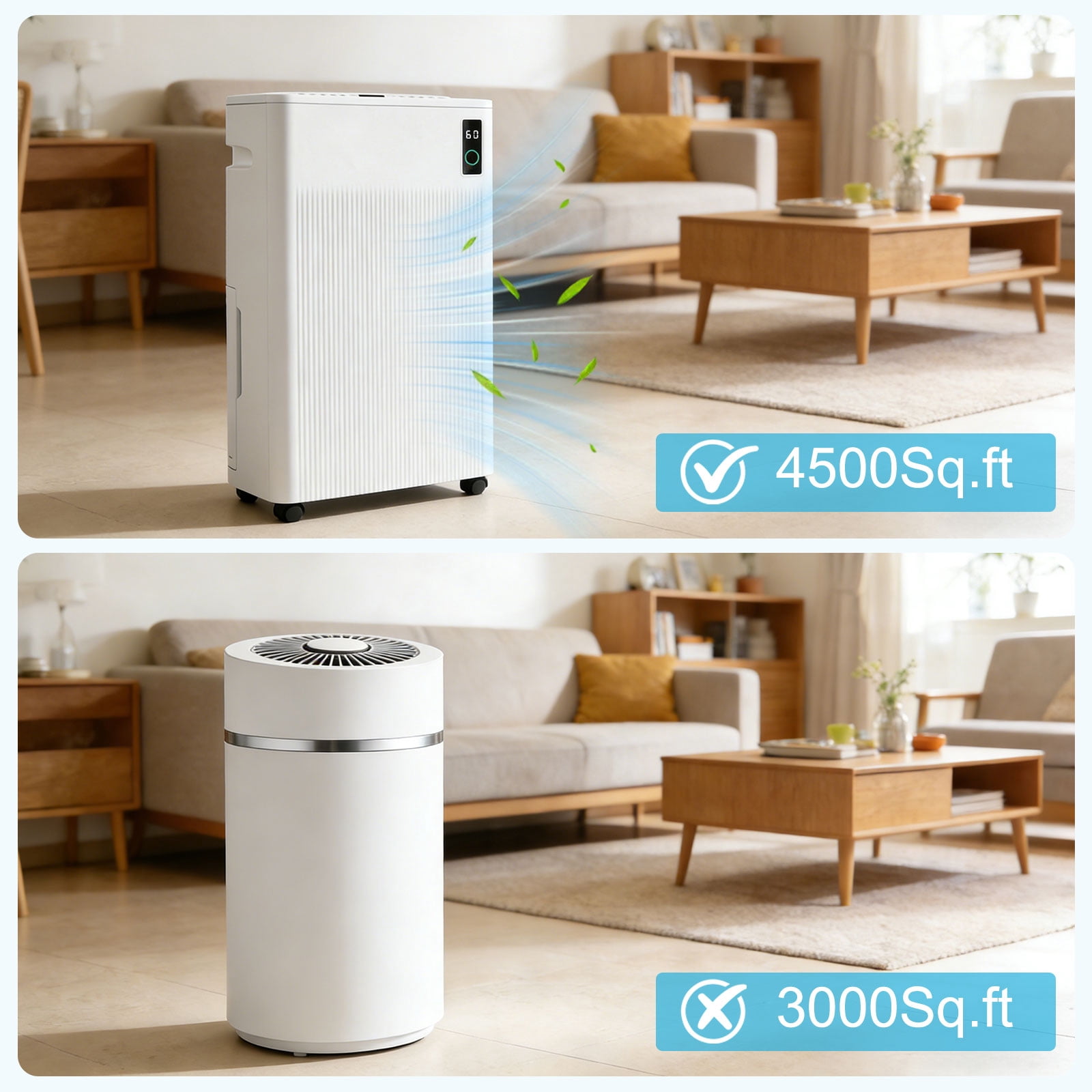 70 Pint Basement Dehumidifier for Home – Covers up to 4500 Sq.Ft, 3 Modes with Intelligent Humidity Control, Continuous Drain Hose, Quiet Operation, Dry Clothes, 24HR Timer