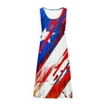 thumbnail image 4 of CFLVAEK Womens American Flag Dress Plus Size 4th of July Patriotic Dress Flowy Tiered Scoop Neck Dresses Casual Sleeveless A Line Sundress Beach Vacation Tank Midi Dress XXXL, 4 of 5