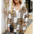 thumbnail image 2 of Mujer Cárdigan Sudadera Elegante Casual Otoño Invierno Color Bloqueo A Cuadros Mujer Casual Sudadera Con Capucha Caqui M, 2 of 6