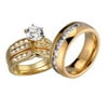 His and Hers Engagement Wedding Ring Sets Gold Plated Sterling Silver CZ Titanium Band W7/M10