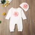 thumbnail image 3 of Douhoow Newborn Baby Girl Romper Long Sleeve Pink 3D Flower Jumpsuit Hat, 3 of 3