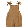 thumbnail image 4 of IBTOM CASTLE Mommy and Me Outfits Solid Color Family Matching Overall Shorts Jumpsuit Romper Summer Clothes for Mother and Daughter 9-12 Months Khaki, 4 of 6