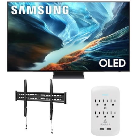 Samsung QN65S90HAEXZA 65" S90H Series OLED 4K UHD Smart Vision AI TV with a Walts FIXED-MOUNT-43-90 Mount and Amber Protection 6-OUTLET-SURGE Surge Protector (2026)