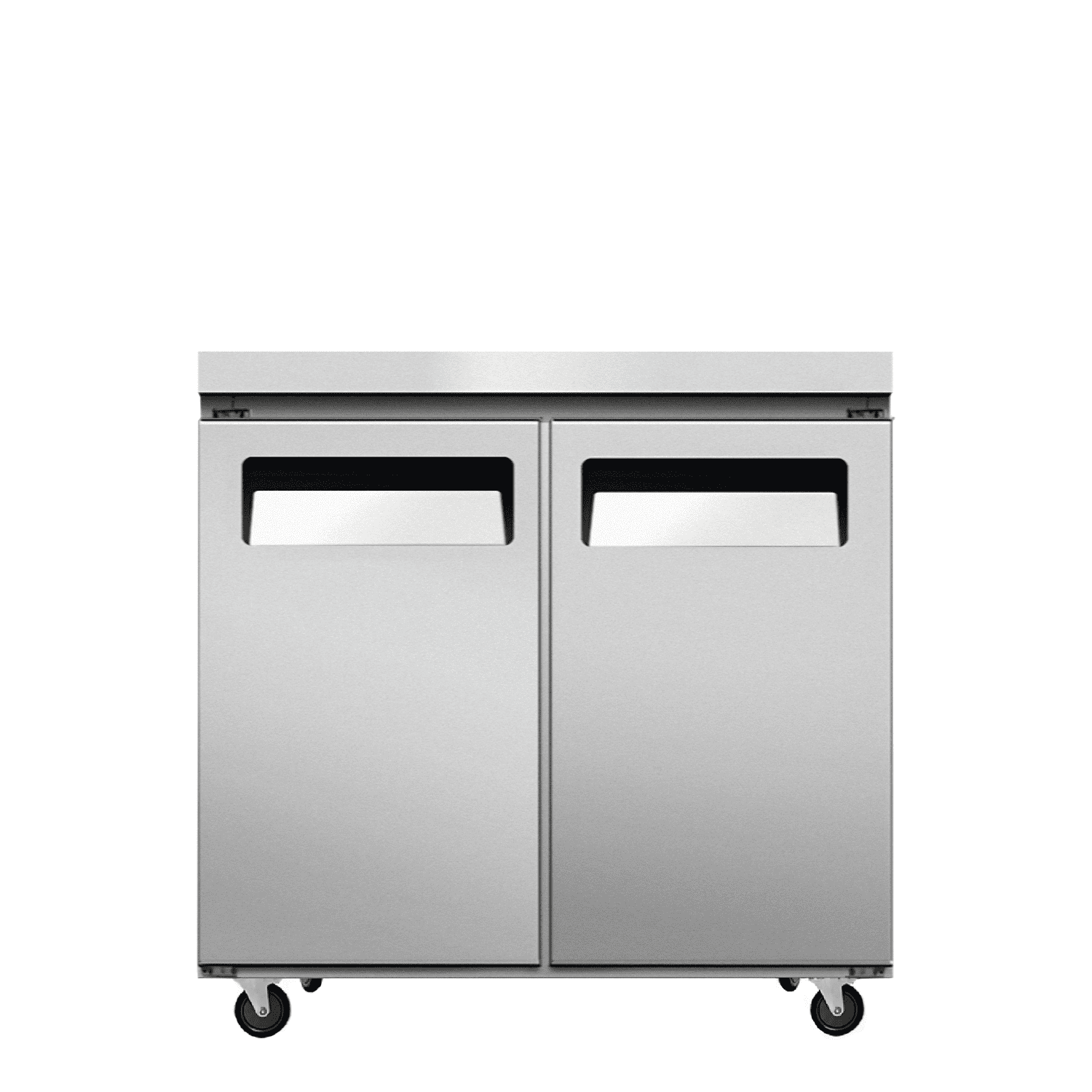 47 inch 9.55 cu.ft, 35 1/2" heigh Commercial Undercounter  refrigerator, 2 Solid Doors, stainless steel exterior, NSF certified.