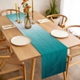 thumbnail image 3 of Teal Ombre Table Runner - 48 Inch Long, Kitchen Dining Table Runner Dresser Scarves, Contemporary Gradient Abstract Art Farmhouse Decor for Coffee Tables Wedding Party Banquet, 3 of 8