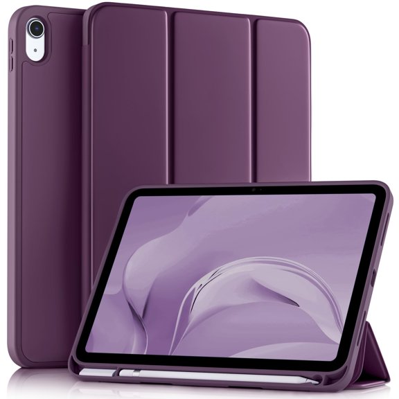 STYU Compatible with iPad 10th Generation Case 10.9 Inch 2022 with Pencil Holder, Slim Trifold Stand Protective Cover with Soft TPU Back, Auto Sleep/Wake, Sky Blue