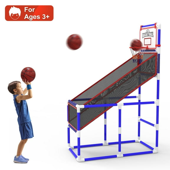 Imountek Kids' Basketball Game Set, Adjustable Height Basketball Hoop Arcade Game with 2 Balls Gift for Boys Girls Ages 3-12 Years Old