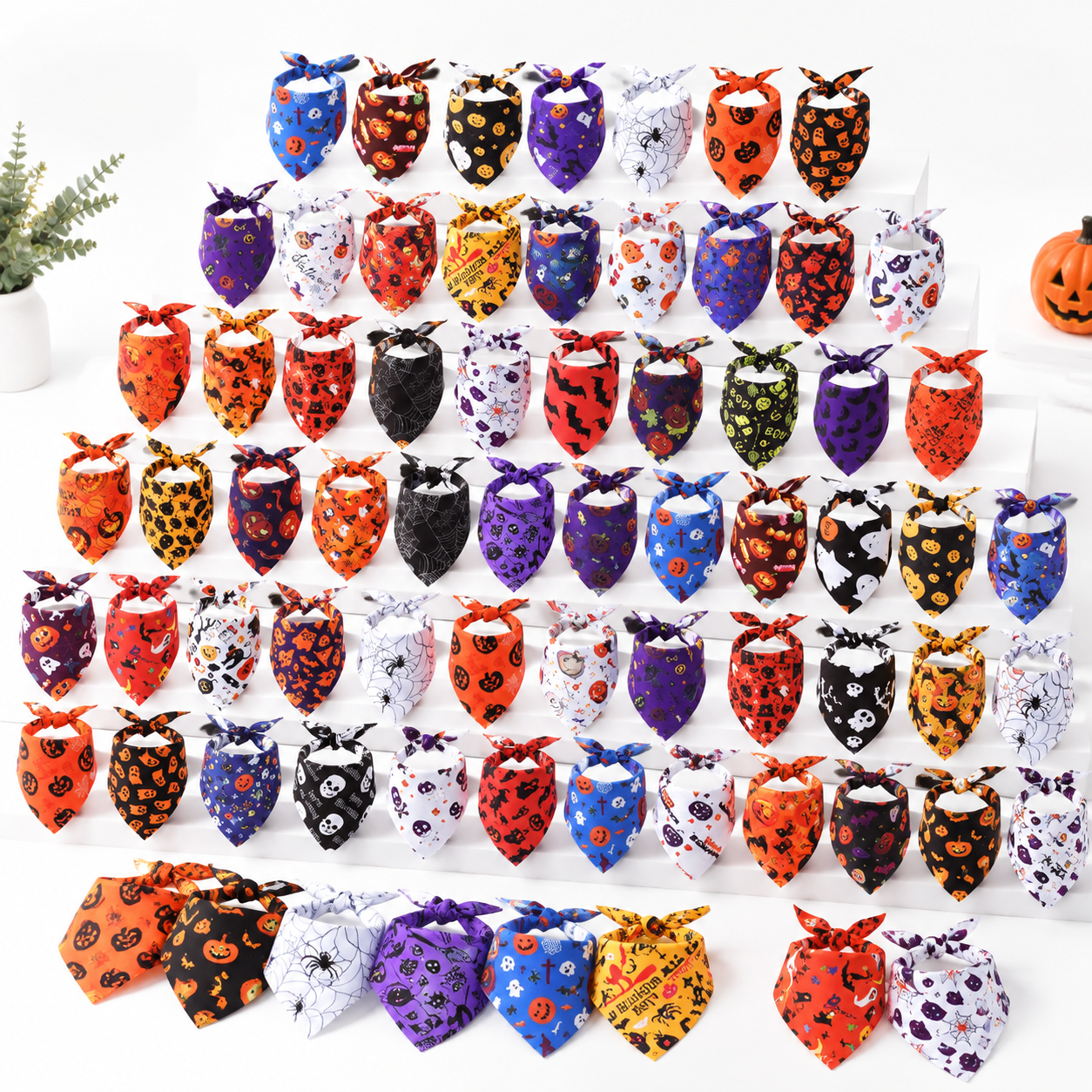 Small 100 Pack Adjustable Triangle Dog Bandana Bib Scarf Pet Costume Accessories