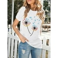 thumbnail image 3 of XCHQRTI Dandelion Tshirt Women Graphic Tees Casual Short Sleeve Christian Shirts, 3 of 8