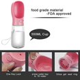 thumbnail image 4 of Botella de agua portátil rosa para perros, botella de agua de viaje antibacteriana de calidad alimentaria de 550ml para perros y gatos, agua potable para mascotas al aire libre, 4 of 5