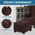 thumbnail image 3 of Square Velvet Ottoman Cover, Stretch Footstools Covers, Plush Foot Stool Slipcover, Removable Footrest Stool Sofa Slipcovers Brown L, 3 of 7