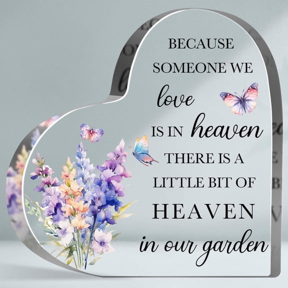 Sympathy Gifts for Loss of One Acrylic Keepsake, Memorial Gifts for Loss of Loved One, Floral Decoration Heart-shaped Acrylic Plaque with Warm Words, Bereavement Grief Gifts