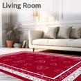 thumbnail image 2 of ODIKA 4'x6' Machine Washable Non-Slip Area Rug, Elegant Love Symbol Base Cover Festive Holiday Adornment High Traffic Rug with Pad, Red, 740976, 2 of 8