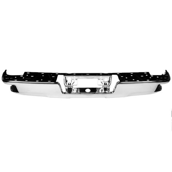 REAR STEP BUMPER BAR; CHROME; FOR USE WITH CORNER STEP; WITHOUT PARK  ASSIST SENSOR HOLES; MADE OF STEEL; [GM]