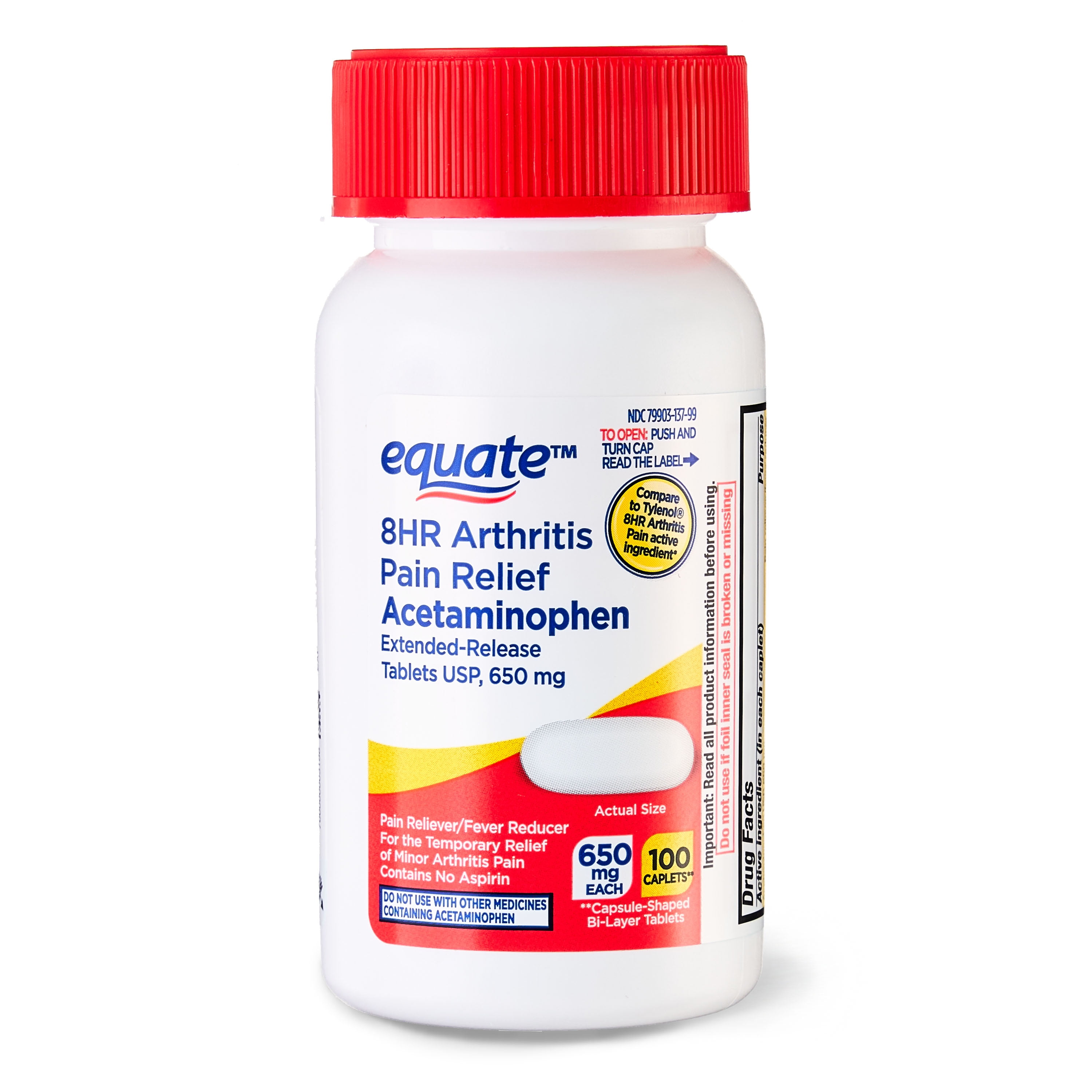 Equate 8HR Pain Relief Acetaminophen Extended Release Tablets 650 Mg 