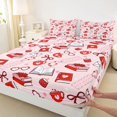 thumbnail image 3 of Homewish Kawaii Red Bow Rose 4pcs Bed Sheets for Adults Female Men,Romantic Love Heart King Sheets,Dreamy Princess Super Cozy Sheet Set,Lightweight Room Decor, 3 of 7