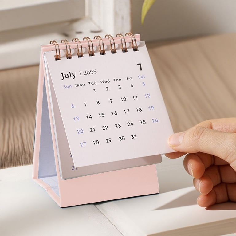 Small Desktop Planner NUOBESTY 2025 Desk Calendar - 25.5cm Standing Flip Calendar With Spiral Binding (Lavender) Office Desk Organizer