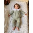thumbnail image 5 of RUINIXCW Toddler Baby Girl Fall Outfits Casual Plaid Doll Collar Long Sleeve Tops with Ruffled Trim Pants 2 Pcs Set, 5 of 9