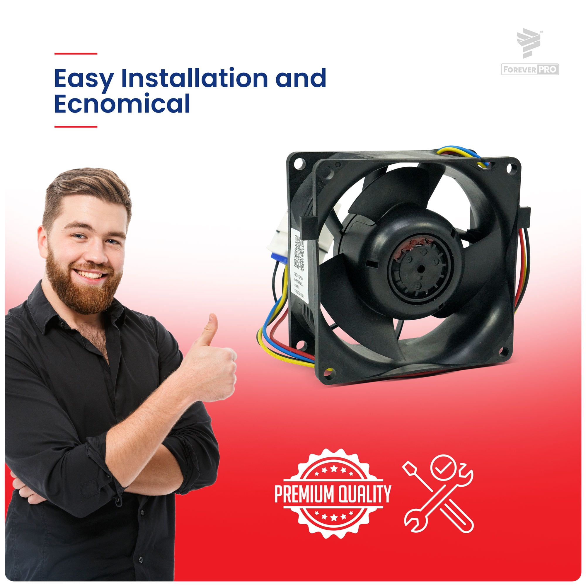 ForeverPRO WR60X26866 Evaporator Fan Motor for GE Refrigerator WR02X13733 WR60X10341 WR60X10356 WR60X10357
