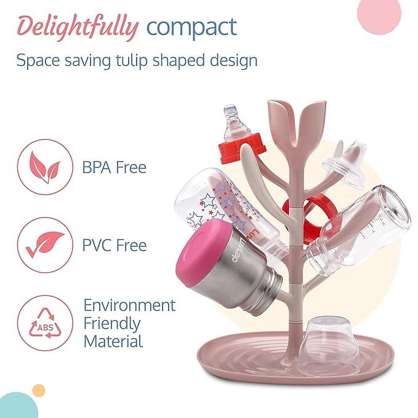 Accessorize Kingdom Baby Bottle Drying Rack, 360° rotatable, high capacity, compact, space saving, portable bottle dryer with nipple holder.