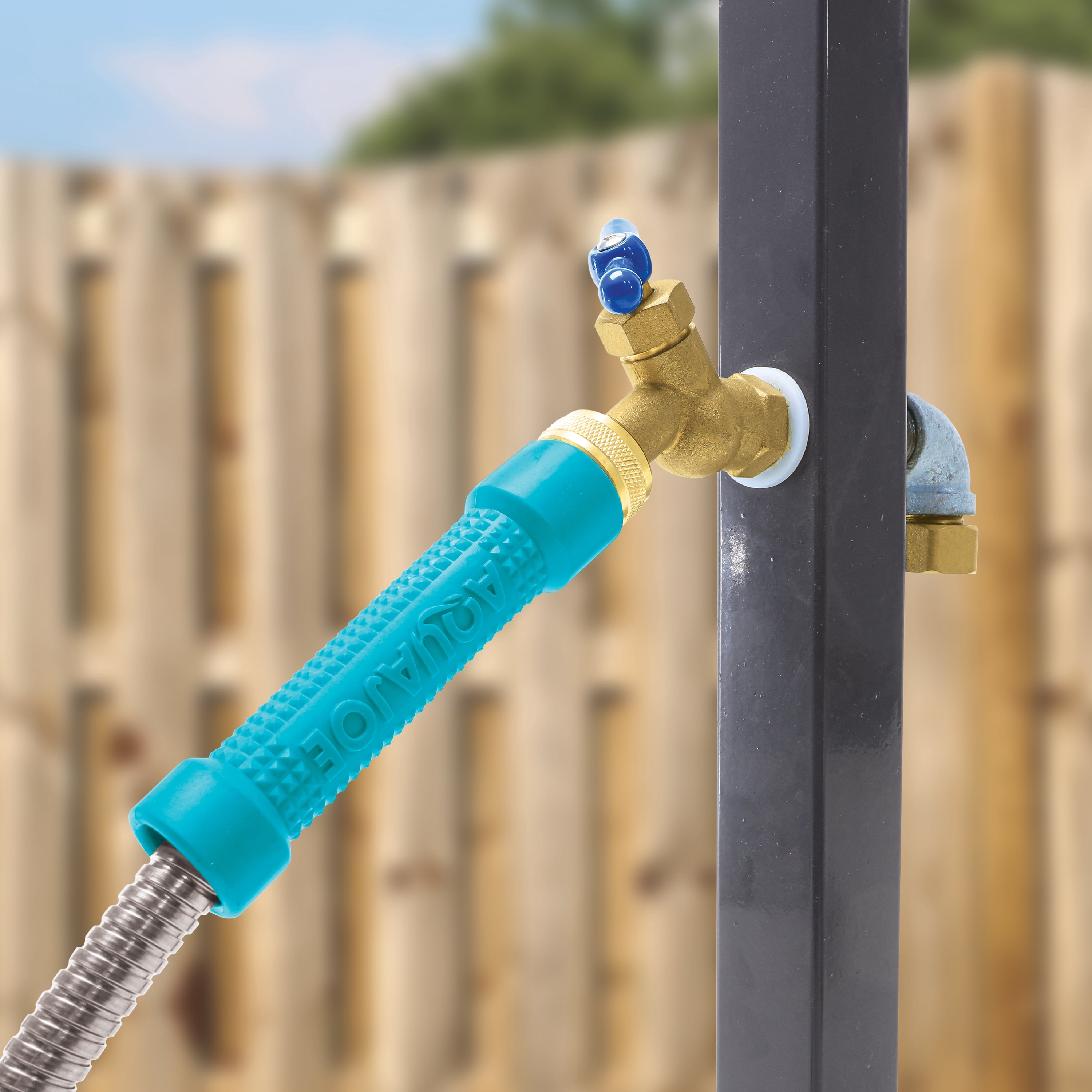 Aqua Joe Heavy-Duty Kink-Free 50-foot Garden Hose, 1/2-inch, on/off Valve, Stainless Steel