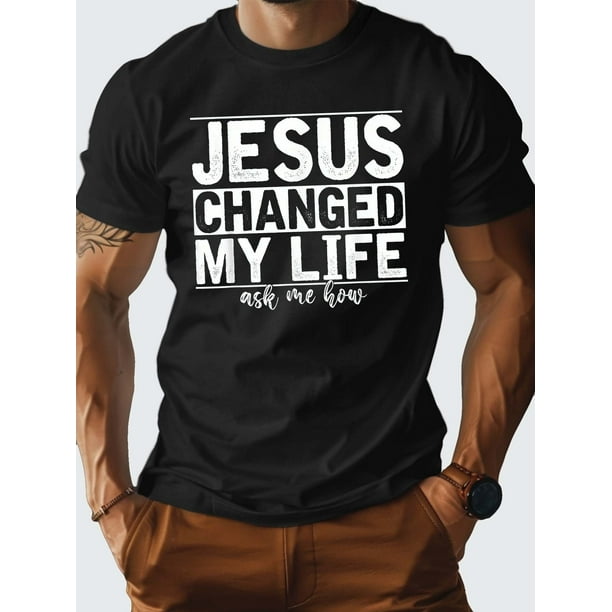 JESÚS CAMBIÓ MI VIDA Camiseta de algodón puro para hombre, ajuste cómodo, camiseta deportiva de ocio