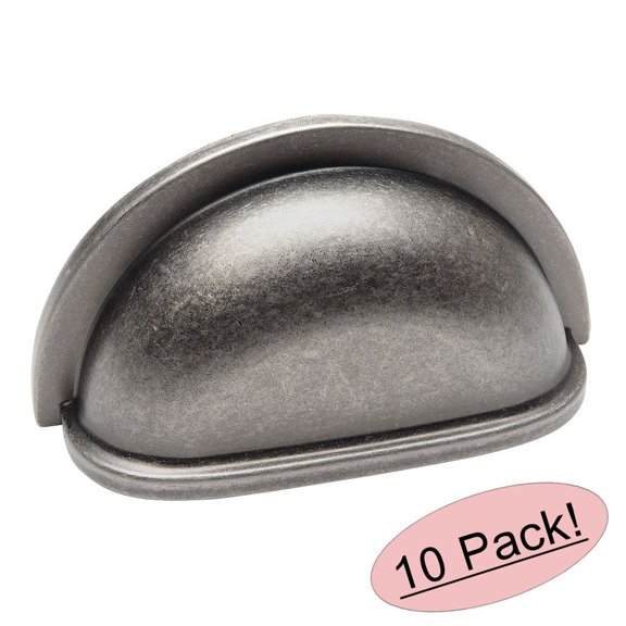 Cosmas 4310WN Weathered Nickel Cabinet Hardware Bin Cup Drawer Handle Pull - 3" Inch (76mm) Hole Centers - 10 Pack