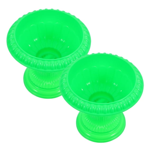 Worgeous  2 Pcs Urn Planters for Outdoor Plants Plastic Roman Flowerpot Light Green