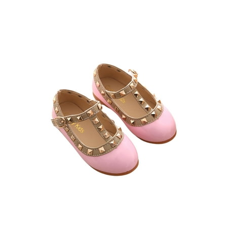 

aturustex Little Girls Shoes Princess Ballet Flats Rivet PU Leather Breathable Shoes Fall Flats