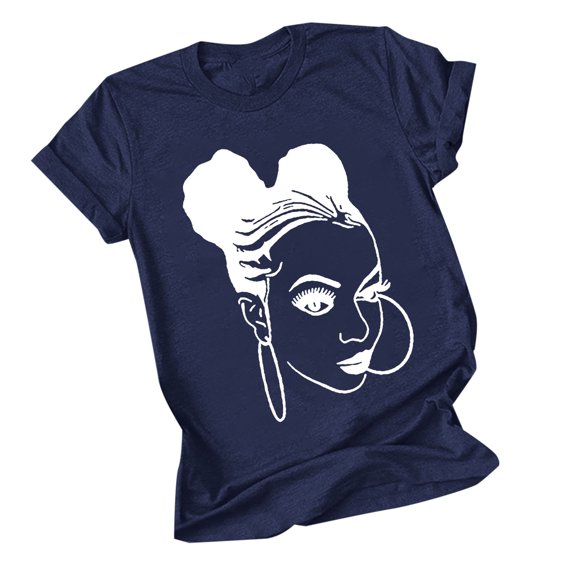 Tops de Manga Corta de las Mujeres, Cuello Redondo Impreso, Camiseta de Manga Corta para las Mujeres