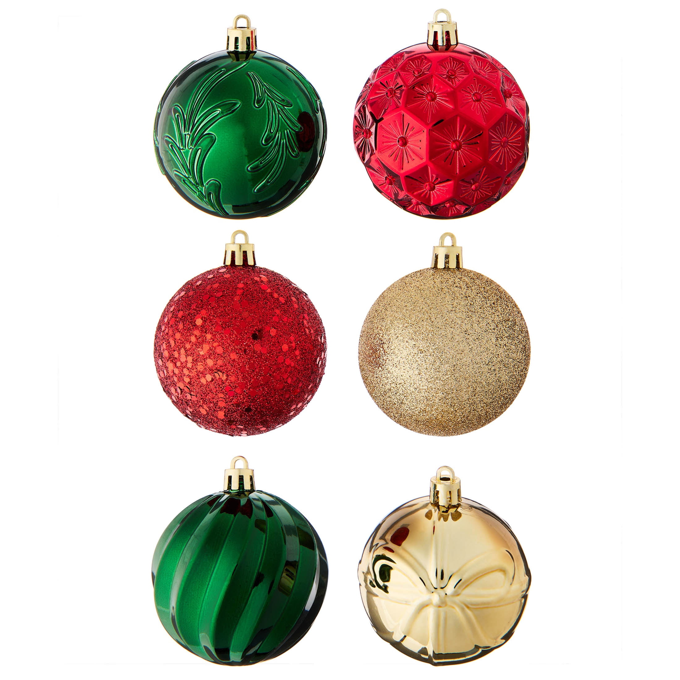 50-Count Red/Green/Gold Ball Shatterproof Christmas Ornaments, 3", by Holiday Time