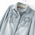 thumbnail image 5 of jsaierl Women's Plus Size Jacket Button-Down Long Sleeve Denim Shirt Blouse Roll Up Sleeve Jean Shirts Jackets with Chest Pockets, 5 of 9