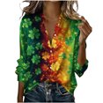 thumbnail image 1 of Tops de Manga Larga de las Mujeres Casual con Impresión Unisex Del Día de San Patricio, Blusa de Cuello Giratoria con Botones para el Uso Diario, 1 of 8