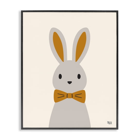 Stupell Industries Eclectic Simple Rabbit with Bowtie Black Framed Giclee Art, 11 x 14, by Jessica Beck