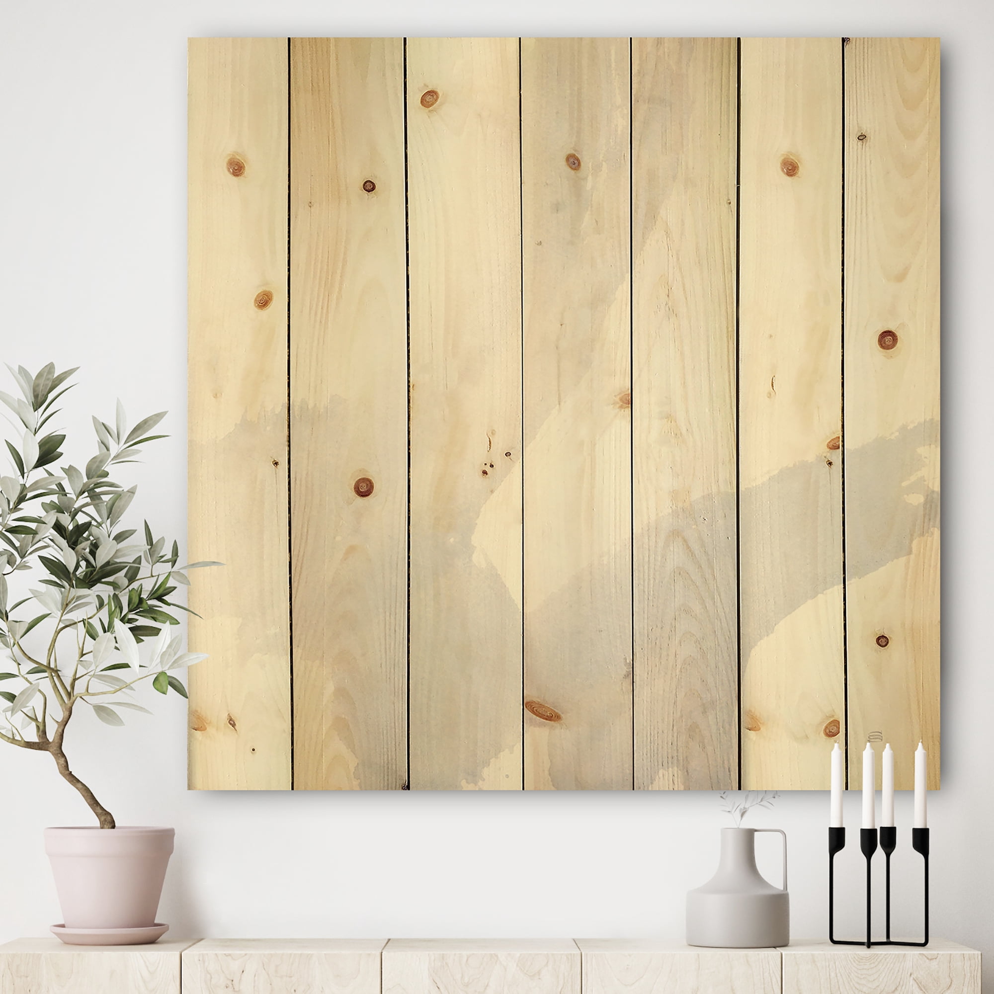 Designart 'minimal geometric Zen III' Transitional Print on Natural Pine Wood