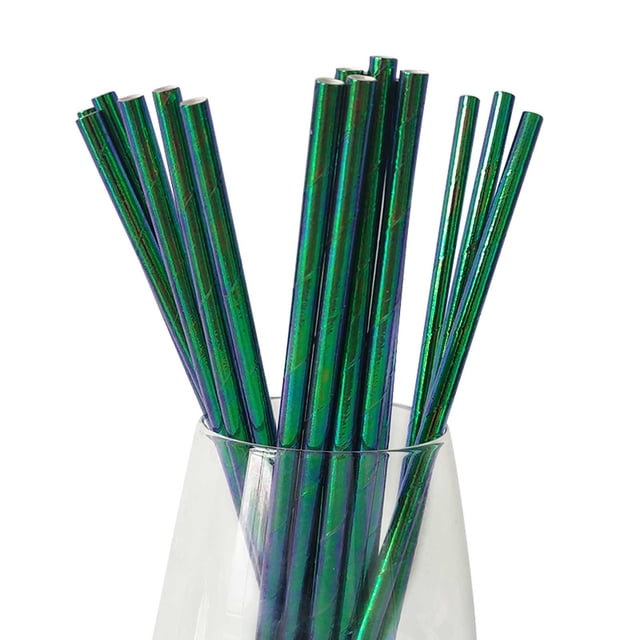 WREESH 200pc Striped Colored Paper Straws Disposable Biode-gradable Paper Straws