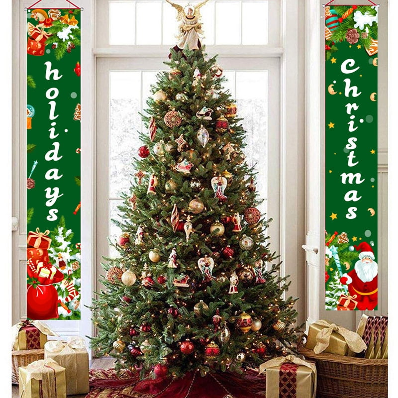 Merry Christmas Banners, Front Door Welcome Christmas Red ...