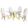thumbnail image 1 of Square 47" x 47" Clear Glass 5pc Dining Set with Gold Stainless Steel, 1 of 4