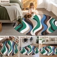 thumbnail image 5 of Round Area Rug 3 Ft, Green Blue Brown Moire Washable Non-Slip Circle Carpet for Living Room/Bedroom, Modern Abstract Art Low-Profile Small Floor Mats Collection Rugs for Indoor, 5 of 7
