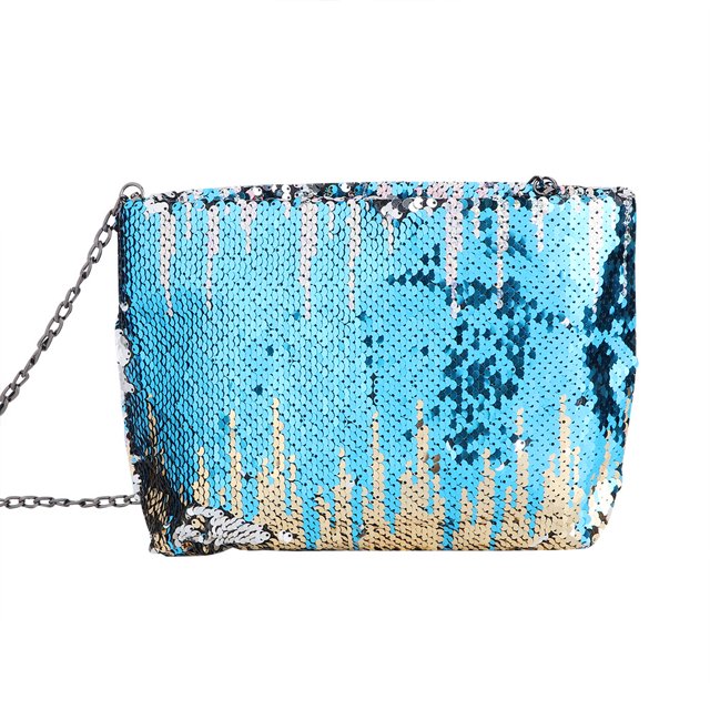 Bolsa de cosméticos de un solo hombro Ormromra organizador de maquillaje viaje azul dorado
