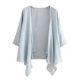 thumbnail image 3 of HLKJKLS Winter Clothing For Women Thin Solid Color Seven Quarter Sleeve Cardigan Linen Joint Casual Blue M-3Xl, 3 of 3