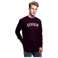 thumbnail image 2 of Daxton Retro Georgia Arch Font Long Sleeves T Shirt Soft Medium Weight Cotton, Plum Tee White Font, M, 2 of 2