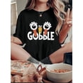 thumbnail image 1 of Women'S Casual Crew Neck T-Shirt, Polyester Knit Fabric with Medium Stretch, Animal Pattern, Short Sleeve Tee with Creative Fun Turkey Graphic Print for All Seasons, 1 of 7