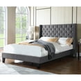 thumbnail image 3 of AC Pacific Modern Polyester Gray Cal King Platform Bed with Nailhead Trim, 3 of 6