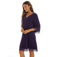 thumbnail image 4 of SWSMCLT Women's Summer Nightgown Vintage Pjs House Spring Loungewear Lace Soft Lightweight V Neck 3/4 Sleeve Purple Large, 4 of 5