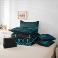 thumbnail image 5 of Feelyou Futuristic Geometric Teens Bedding Comforter Set 7pcs, Black Cyan Square Spiral Queen Bedding Sets, Rectangle Abstract Reversible Queen Sheet Sets, Super Cozy Room Decor, 5 of 7