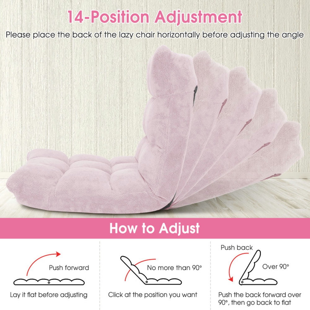Finihen Floor Chair, Adjustable Folding Floor Chair, 14-Position Adjustable Cushioned Floor Chair, for Living Room, Bedroom, for Gaming, Reading, Light Pink Finihen Floor Chair, Adjustable Folding Floor Chair, 14-Position Adjustable Cushioned Floor Chair, for Living Room, Bedroom, for Gaming, Reading, Light Pink